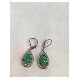 Sterling Silver Hallmarked Jade Earrings