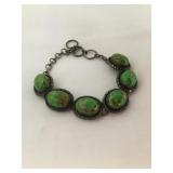 Sterling Silver & Greenstone  Bracelet