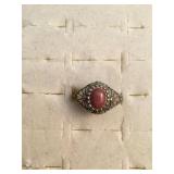 Vintage Sterling Silver Coral Ring