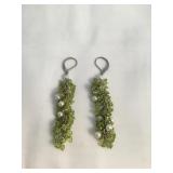 Stainless Peridot / Pearl Earring Set