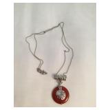 Sterling Silver Hallmarked Asian Coral Necklace