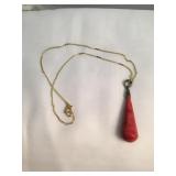 Sterling Silver Hallmarked Coral Pendant Necklace