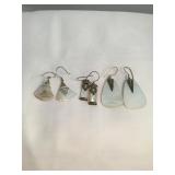 Lot Of 3 MOP Sterling Silver Hallmarked Earrings