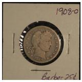 1908 "O" Barber Quarter
