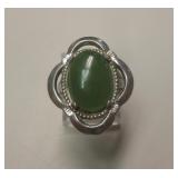 Vtg Sterling Silver & Jade Ring - Tested