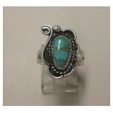 Vtg Navajo Sterling Silver & Utah Turquoise Ring