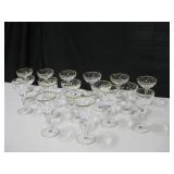 18" Crystal w/ Gilt Trim Stemmed Glasses