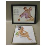 2 Framed Vtg Pin-Up Girls - Petty & Randall