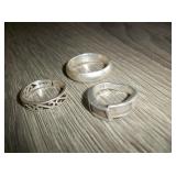 3 Sterling Silver Hallmarked Rings