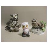 3 Vintage Ceramic Owls - 2 By Homco