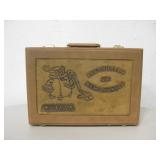 Vtg Briefcase w/ Tooled Leather Decorated Panel Vtg Briefcase w/ Tooled Leather Decorated Panel