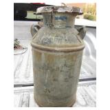 24" Tall Vintage Metal Milk Can With Lid