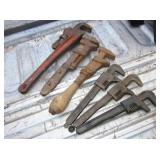 6 Vintage Pipe Wrenches Up To 14"