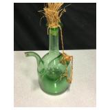 Italy Green Glass Wine Decanter w/ Ice Chamber