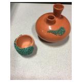 2 SW Ceramics w/ Small Turquoise Stone Decor