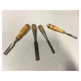 2 Stanley & 2 Waern Vintage Wood Chisels