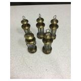 5 Vtg Brass & Glass Christmas Tree Candle Holders