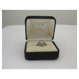 Sterling Silver & Aquamarine Ring - Hallmarked Sterling Silver & Aquamarine Ring - Hallmarked