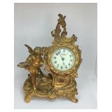 Vintage New Haven Cherub Desk Clock 6"