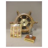 Mini Wood Ships Wheel & Souvenir Shot Glass