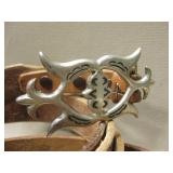 2 Leather Western Belts - 1 Sterling Silver Buckle 2 Leather Western Belts - 1 Sterling Silver Buckle