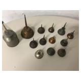13 Vintage Metal Oil Cans - 7.5" Tallest 13 Vintage Metal Oil Cans - 7.5" Tallest