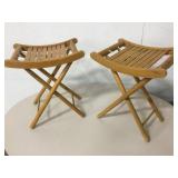2 Vtg Folding Wood Camping / Fishing Stools 2 Vtg Folding Wood Camping / Fishing Stools
