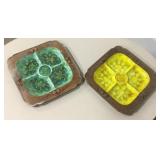 2 Vtg Ceramic Treasure Craft Divided Relish Trays 2 Vtg Ceramic Treasure Craft Divided Relish Trays