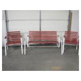 Metal & Wood Patio Furniture - 2 Chairs & Rocker