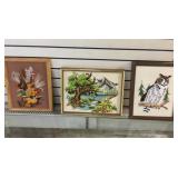 3 Framed Needlepoint Art - 17" x 13" Largest 3 Framed Needlepoint Art - 17" x 13" Largest