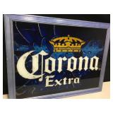 Blue Chrome Vintage Corona Bar Mirror Framed