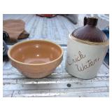 "Crick Water" Whiskey Jug & 9" USA Ceramic Bowl "Crick Water" Whiskey Jug & 9" USA Ceramic Bowl