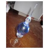 9" Tall Blown Art Glass Perfume Bottle w/ Stopper