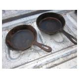 2 Small Vintage Cast Iron Skillets - 6"