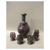 Amethyst Glass Decanter & 5 Small Glasses