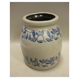 Vintage Hand-Painted Ceramic Crock - 7.5" Tall