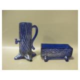 Iridescent Cobalt Blue Glass - Town Pump & Trough Iridescent Cobalt Blue Glass - Town Pump & Trough
