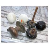 6 Vintage / Antique Door Knobs - 5 Are Enameled 6 Vintage / Antique Door Knobs - 5 Are Enameled