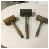 3 Antique Wood Mallets - 16" Longest