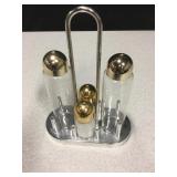 MCM Style 4-Bottle Castor Set w/ 8" Tall Base MCM Style 4-Bottle Castor Set w/ 8" Tall Base
