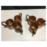 6 Vtg West Bend Solid Copper Cups w/ Handles