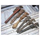 6 Vintage Pipe Wrenches Up To 14" 6 Vintage Pipe Wrenches Up To 14"