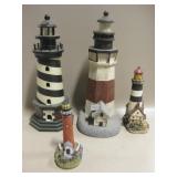 2 Wood & 2 Resin Decor Lighthouses