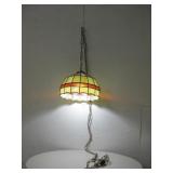 Vtg Slag Glass Swag Lamp - 16" Diameter