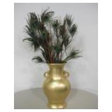 Ceramic Vase w/ Peacock Feathers - 32" Overall Ceramic Vase w/ Peacock Feathers - 32" Overall