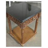 Stone Topped Engineered Wood Side Table w/ Drawer