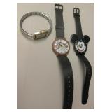 2 Mickey Mouse Watches & 1 Tasmanian Devil Watch