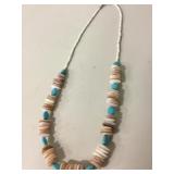 Beaded Shell & Turquoise Santo Domingo Necklace