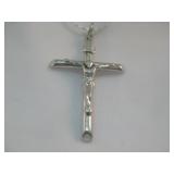 Sterling Silver Crucifix w/ 18KT GF Marked Chain