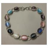Sterling Silver Multi-Color Stone Bracelet Sterling Silver Multi-Color Stone Bracelet
